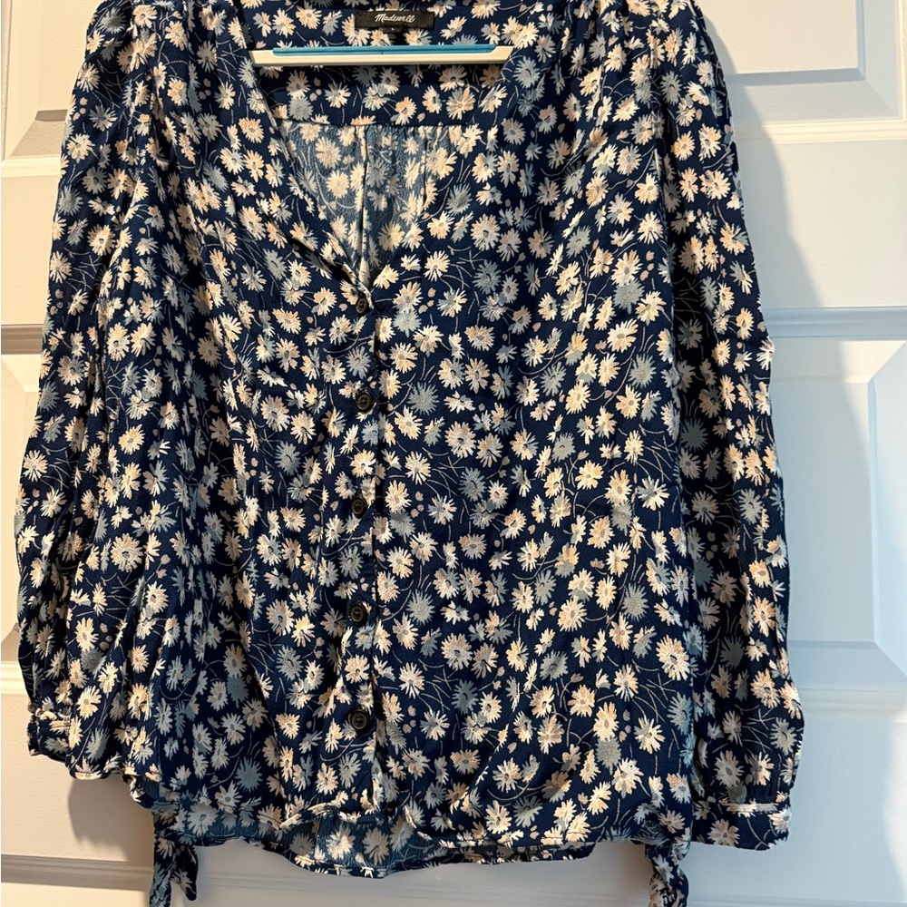 Madewell Navy Floral Blouse